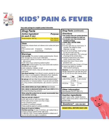 Genexa Kids' Clean Pain & Fever Acetaminophen Bundle | Relieves Fever & Minor Aches and Pain | Dye Free 0% Artificial Additives | Chewable Tablets & Liquid Oral Suspension for Children Aged 2-11 - Buy Online on GoSupps.com