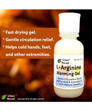 Urban ReLeaf L-Arginine Warming Gel - Fast-Acting, 100% Natural Circulation Massage for Legs, Hands, and Feet - Buy Online on GoSupps.com
