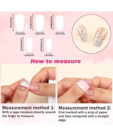 Sethexy French Long Coffin False Nails - Handmade Glitter Flame Nail Art | Glossy Acrylic Removable Nails for Women & Girls - Buy Online on GoSupps.com