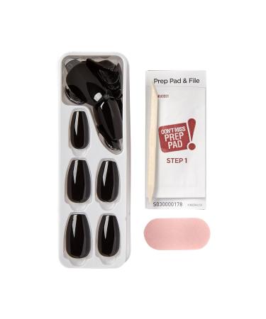 KISS imPRESS No Glue Mani Press On Nails - All Black Coffin Shape Medium Size 30 Nails & Accessories - Buy Online on GoSupps.com