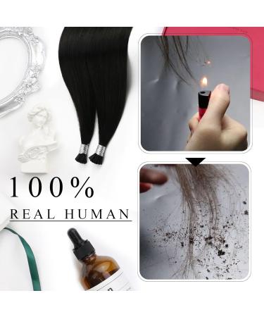 Moresoo I Tip Extensions - 45 cm Real Hair Bonding Extensions | Natural Black Pre-Bonded Keratin Extensions - 40g/Pack | 18 Inch #1B - Buy Online on GoSupps.com