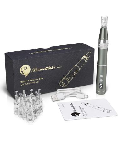 Beauty Links Electric Microneedling Pen with 4 LED Lights - 0-2.5mm Skin Rejuvenation Tool for Anti-Acne & Anti-Aging - Includes 10 Needle Cartridges - Buy Online on GoSupps.com