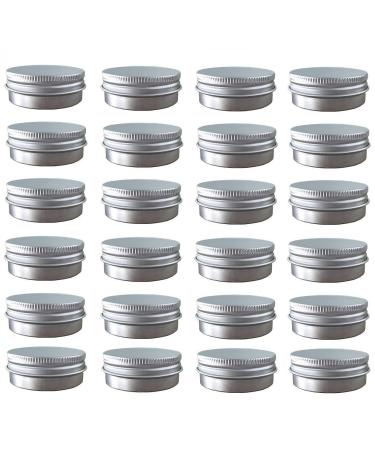 24 Pack (2 Oz/60ml) Screw Top Round Aluminum Tin Cans, Metal Tin Storage Jar Containers with Screw Cap for Lip Balm, Cosmetic, Candles, Salve, Make Up, Eye Shadow, Powder, Tea