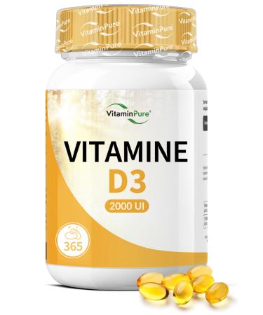 Vitamine D3 2000 UI 365 g lules faciles avaler compl ment alimentaire base de vitamine D (Vit D) pour les os et les d fenses immunitaires - VitaminPure