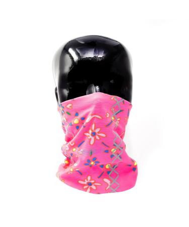 REEFLEXX Loop tube scarf multifunctional scarf printed and with reflectors breathable for children Pink Flower