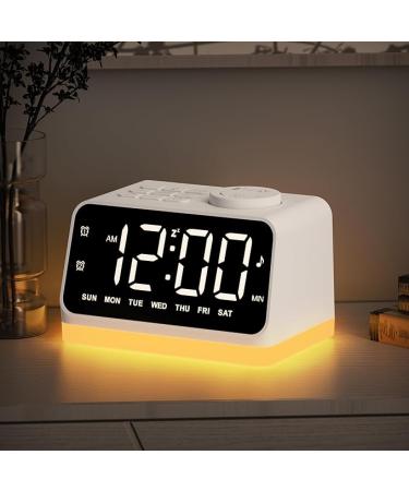 JALL Digital Alarm Clock with FM Radio for Bedroom, 8 Colors Night Light with 2 Charging Port, Sleep Sound Machines with Timer, Dual Alarm, Loud Alarm and Easy to Use for Seniors and Kids as Gift