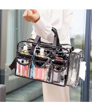 Enkrio Clear Waterproof Makeup Handbag | Travel & Sports Organizer with 5 Pockets & Shoulder Strap - Buy Online on GoSupps.com