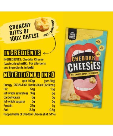 CHEESIES Crunchy Cheese Keto Snack Variety Pack Sugar Free Gluten Free No Carb High Protein and Vegetarian Crunchy Baked and Tasty - Multipack 20 g (Pack of 6) - Buy Online on GoSupps.com
