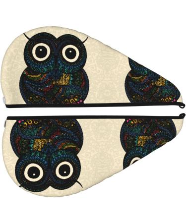 Owl Mandala Microfiber Hair Towel | Super Absorbent Coral Velvet Wrap for Long Curly & Thick Hair - Quick Dry for Women - Buy Online on GoSupps.com
