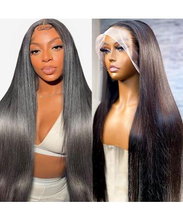 MeCouleur Straight 13x6 Lace Front Wigs Human Hair 180% Density HD Lace Frontal Wigs Human Hair for Women 100% Human Hair Glueless Wigs Human Hair Pre Plucked With Baby Hair Natural Color(13x6 wigs 20 inch)