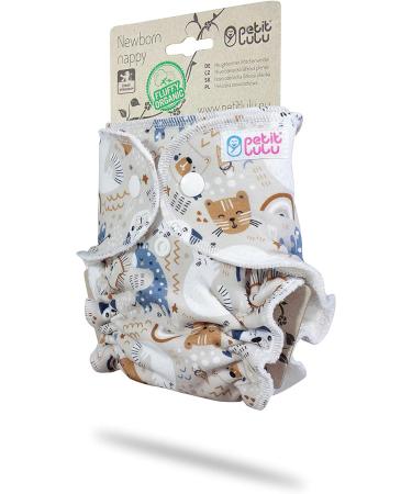 Petit Lulu Newborn Pants Nappy (2-6 kg) Press Studs | Organic Bamboo Cloth Nappies | Siesta In The Zoo Print - Buy Online on GoSupps.com