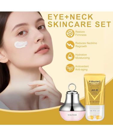 AH-8 Firming Neck Cream & Electric Massage Eye Cream Suit Neck and Eye Tightening & Rejuvenating Set Firming Smooth Fine Lines Reduce Wrinkles & Deep Moisturizing Skincare Day & Night Use(120g+50g) - Buy Online on GoSupps.com