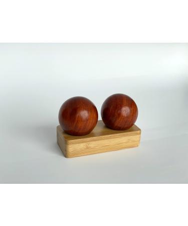 Two noble maidu wooden balls 45 mm to relax the hands - on a bamboo gear - Qi Gong - Hand flatterer - Hand balls - Hand therapy 2 Burmas with bamboo rack - Buy Online on GoSupps.com