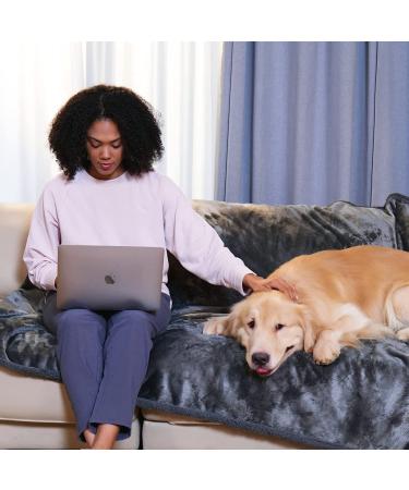 Waterproof Pet Blanket | Liquid Pee Proof Dog Blanket for Sofa Bed Couch | Reversible Sherpa Fleece Furniture Protector Cover | Dark Gray Large 65 x 57 | Suitable for Small, Medium, Large Dogs & Cats - Buy Online on GoSupps.com