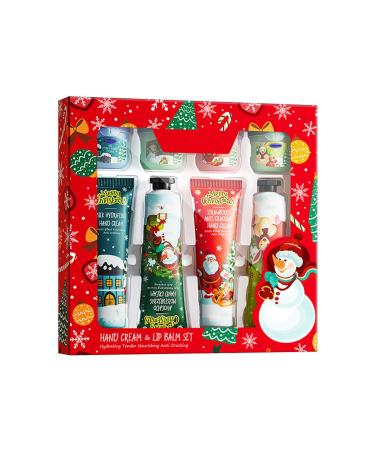 Hand Cream + Lip Balm, Hand Cream Gift Set, 8 Mini Travel Size Hand Lotions for Dry and Chapped Hands, Moisturizing
