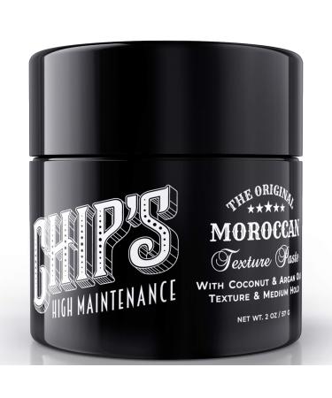Chips High Maintenance Moroccan Texture Paste - with Coconut & Argan Oil for Hair, Pomade for Men and Hair Putty for Natural Semi-Matte Medium Hold, Moisturize & Add Shine to All Hair Types (2 oz)