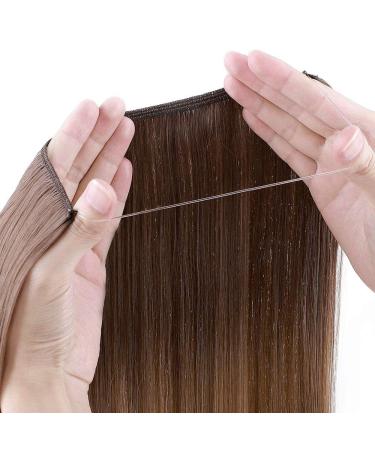Silk-Co Chocolate Brown Hair Extensions - 50cm Smooth Synthetic with Rubber Band & Invisible Cord | Perfect for Dark Blonde Hair - Buy Online on GoSupps.com