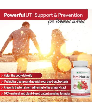 femiNature UTI Treatment for Women - Fast-Acting Bladder Cleanse with D-Mannose, Cranberry Extract, MSM & Berberine - 60 Vegan Capsules - Buy Online on GoSupps.com