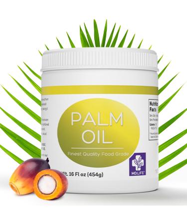 MD.LIFE PALM OIL - 16oz - Sustainable Food Grade Palm Oil for Cooking - Great for Soap Making Supplies Cooking Oil Creams and Lotions 1 Pound (Pack of 1)