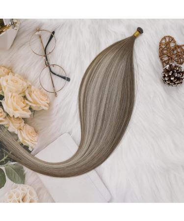 LAAVOO Virgin Hair Extensions - Balayage Brown Ombre 45cm Real Hair Tress 25g #7/7/ICY - Premium Quality Sew-In Extensions - Buy Online on GoSupps.com