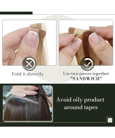 Runature Invisible Tape Extensions - Real Hair Balayage Black Ombre Brown & Blonde 45cm - 20 Piece Straight Hair Extensions - Buy Online on GoSupps.com