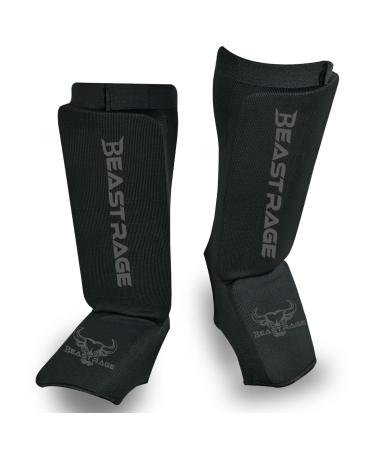 Beast Rage Schienbeinschoner for Muay Thai Kickboxing MMA Taekwondo boxing martial arts elastic socks padded leg and tension protection cushions shin shear equipment for S black - Buy Online on GoSupps.com