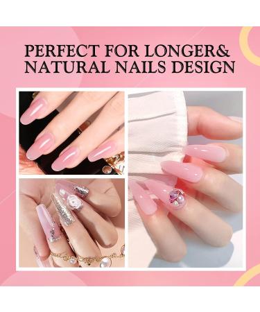 Rechoo Builder Gel for Nails - 15ml Pink Nail Extension Set with 50 Nail Forms | 5 in 1 UV Harder Gel for French Nail Art & Design - Buy Online on GoSupps.com