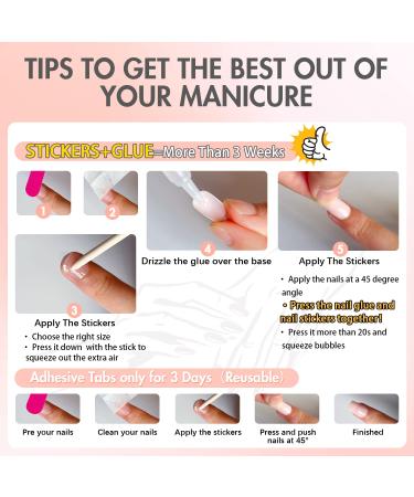 Spring Nails: White French Tip Press-On Medium Almond Shape with Camellia Green Flower | 24 Full Cover Natural Nude Fake Nails for Women - Buy Online on GoSupps.com