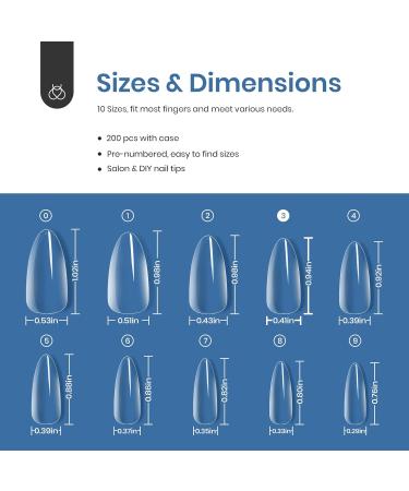 Beetles Almond Medium Shape Gel Nail Tips Refill Pack - 200pcs Size 3 Gelly Tips for Salon and DIY Nail Extensions - Buy Online on GoSupps.com