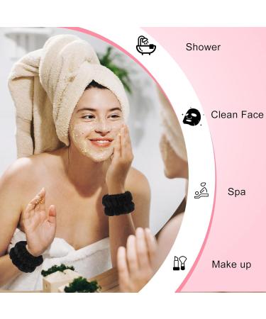 Face Wash Wristbands Spa Washing Face Sweatbands Makeup Elastic Wrist Wash Band Absorbent Towel Wristband Wristbands for Washing Face skincare Women Girls Keep Liquid from Spilling Down Arms (Black) - Buy Online on GoSupps.com