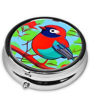 Colorful Birds Round Pill Box - 3 Compartment Travel Organizer | Portable Pill Holder for Easy Travel - Buy Online on GoSupps.com