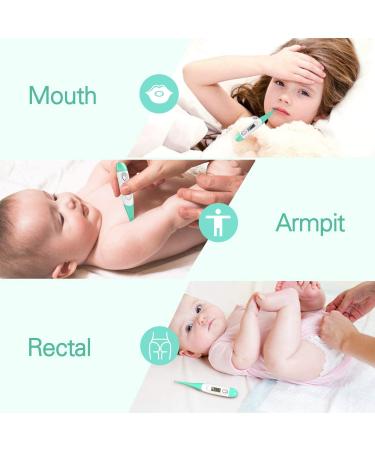 Digital Clinical Fever Medical Thermometer - Fast Body Test with Fever Alarm for Baby, Children, Adult & Pet - Green & White - Buy Online on GoSupps.com
