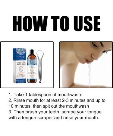 Coconut Oil Mint Oil Mouthwash with Tongue Scraper Natural Oil Alcohol Free Mouthwash for Oral Care to Help Fresh Breath. (2pcs) - Buy Online on GoSupps.com