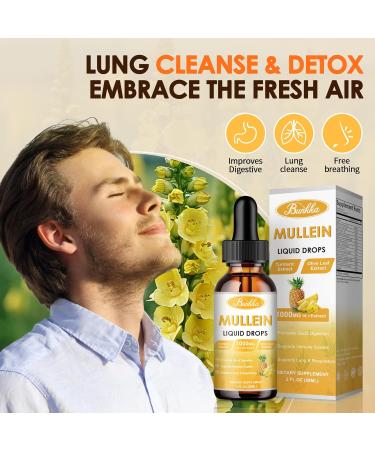 Mullein Drops for Lungs - 13 in 1 Vegan Tincture with Calendula & Elderberry | Herbal Respiratory & Immune Support | 2 FL OZ Pineapple Flavor - Buy Online on GoSupps.com