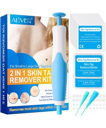 2 in 1 Skin Tag Remover Auto Skin Tag Removal Kit Tags Fall Off Remover Pen-Safe and Easy Remove Small to Large (2mm-8mm) Sized Skin Tags-Tags Fall Off Remover Kit at Home Blue a