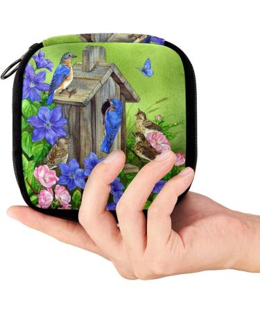 GIAPB Period Bag Sanitary Napkin Storage Holder | Blue Birds Butterfly Flower Makeup Pouch Color4471 - Buy Online on GoSupps.com