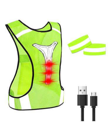 Ninefo warning vest reflector vest with light safety vest bicycle Reflecting vest adjustable running vest with 2 reflecting tapes for jogging run