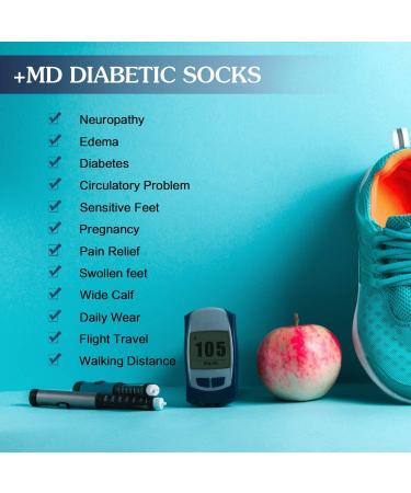 +MD Men's 6-Pack Non-Binding Bamboo Diabetic Crew Socks 13-15 - Moisture Wicking & Cushioned - 3 Black & 3 White - Buy Online on GoSupps.com