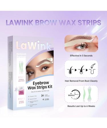 LaWink Eyebrow Wax Strips Kit - 24 Strips for Facial Hair Removal with Calming Oil Wipes - Buy Online on GoSupps.com