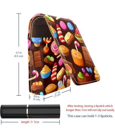 Travel Lipstick Organizer Case - Portable Makeup Bag with Mirror | Candy Chocolate Cupcake L132b7tlby - Shop Internationally - Buy Online on GoSupps.com