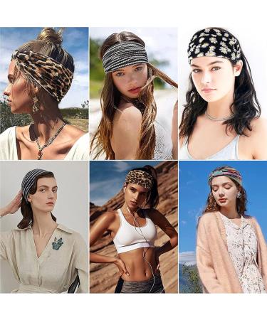 scicent Boho Headbands Wide Knotted Hairbands Stretch Turban Head Bands Elastic Cotton Hair Band Floral Yoga Sweetbands Bohemia Hair Accessories 41 - Buy Online on GoSupps.com