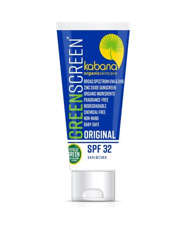 Buy Green Screen Organic Zinc Oxide Sunscreen SPF 32 - Vegan Soy & Gluten Free TSA Compliant - 6.8 oz for International Shipping - Buy Online on GoSupps.com