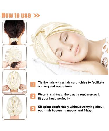 6-Piece Silk Bonnet & Scrunchies Set for Women - Beige/Pink/Rose Gold | Silk Hair Wrap & Scrunchies for Sleeping - Hair Care Accessories - Buy Online on GoSupps.com
