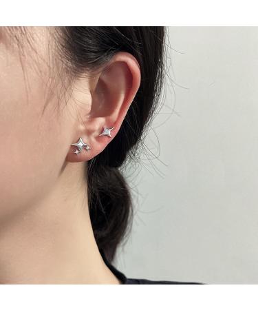 YienDoo Vintage Silver Punk Cross Star Dangle Drop Earrings | Rhinestone North Star Minimalist Huggie Hoops for Women - International Shipping Available - Buy Online on GoSupps.com