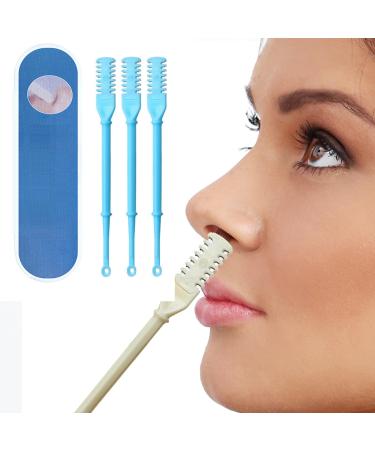 2-in-1 Nasal Hair Cutter 2024 New Double Sided Nose Hair Knife Nose Manual Nose Hair Trimmer 360 Rotating Nasal Hair Razor Cutter with Ear Picker for Women and Men (Blue)