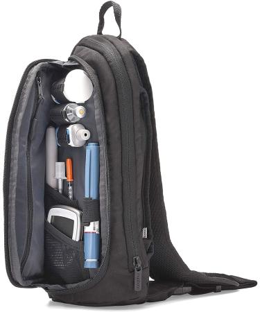 Myabetic Jay Diabetes Sling for Glucose Monitoring System, Insulin Pens, Vials & Glucagon with Insulation Section - Black - Buy Online on GoSupps.com