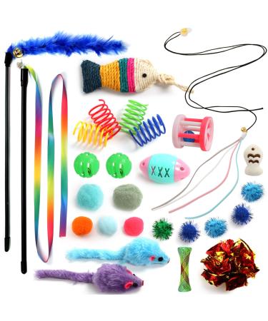 QUOZUO Cat Toys Kitten Toys Assortments 26 Packs Hanging Interactive cat Toys for Indoor Cats Cat Wand Toy Cat Feather Toys Cat Balls Cat Mouse Toy - Buy Online on GoSupps.com