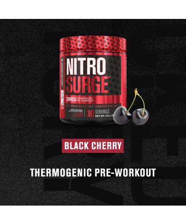 NITROSURGE Shred Pre Workout Supplement - Energy Booster for Instant Strength Gains, Sharp Focus & Powerful Pumps - 30 Servings, Black Cherry Flavor - Buy Online on GoSupps.com