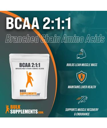 BulkSupplements BCAA 2:1:1 Powder - Vegan & Unflavored - Pre-Workout Amino Acid Supplement - 500g (1.1 lbs) - Buy Online on GoSupps.com