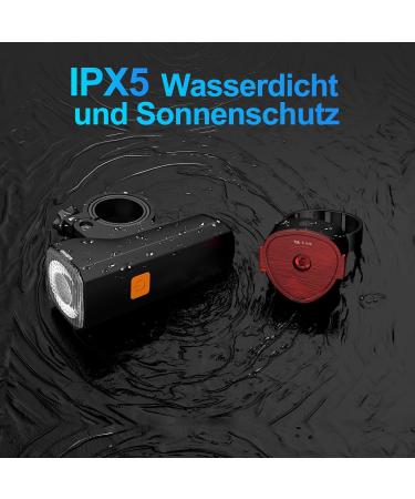 LED Bicycle Light Set - USB Rechargeable Front & Rear Lights IPX5 Waterproof STVZO Approved Black - Buy Online on GoSupps.com